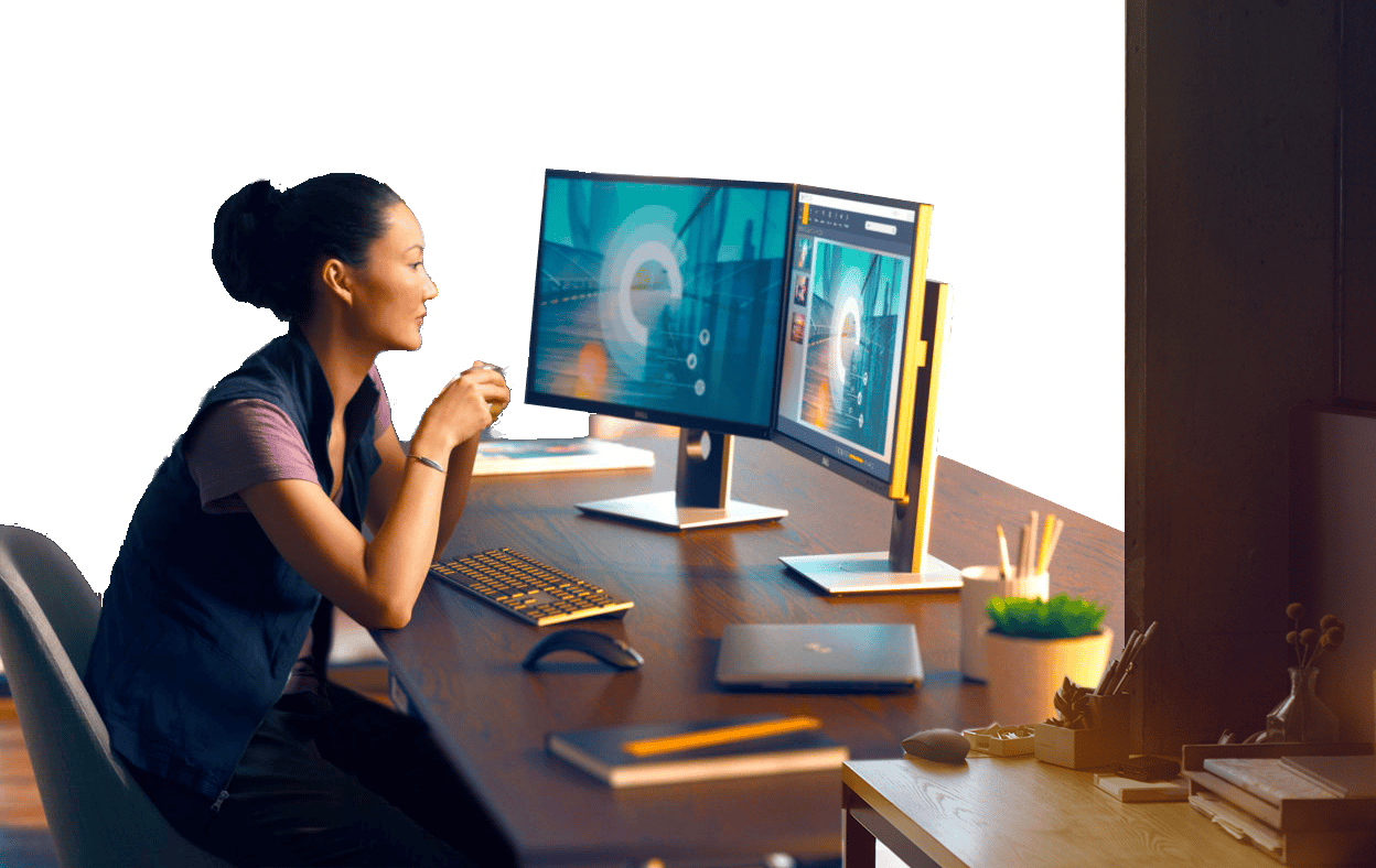 Personal computer, Output device, Office chair, Table, Furniture, Desk