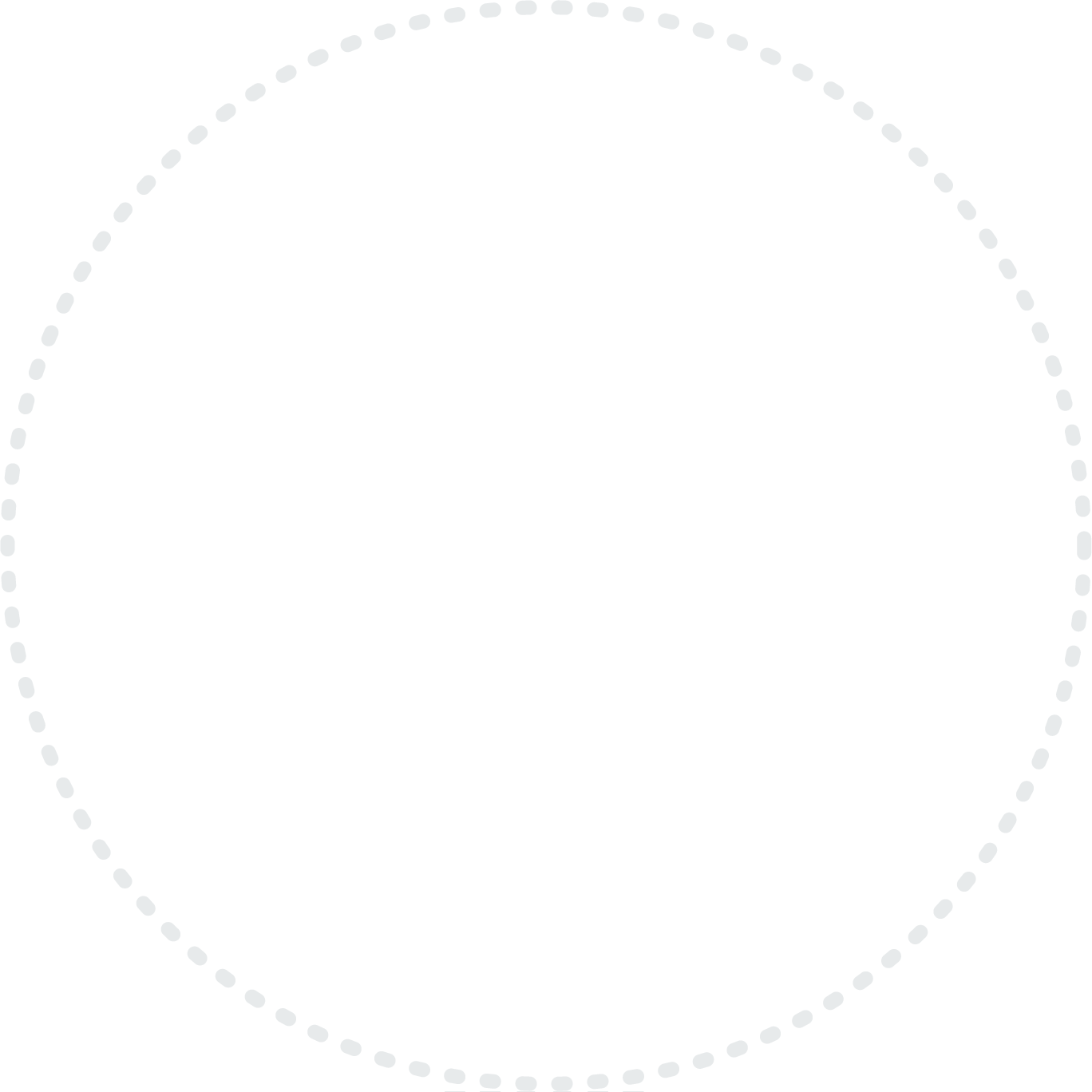 Gray dotted circle on a green background.