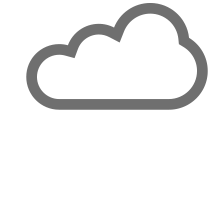An outline of a cloud shape, depicted with a thick grey line against a black background.